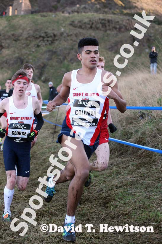 Jamaine Coleman during the junior mens 4k BUPA Great Edinburgh Cross Country. Photo: David T. Hewitson/Sports for All Pics